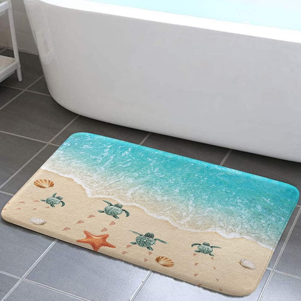 Turtle Starfish Beach Teal Entrance Doormat Home Decor Kitchen Hallway Balcony Rugs Bathroom Anti-slip Foot Pad Bedroom Mat