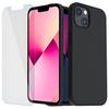 Phone Case - BOOLING - for iPhone 13 - Black Silicone - Non-slip - 2 Tempered Glasses