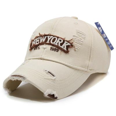 Кепка-бейсболка с дырками и надписью New York, стираная хлопок, регулируемая, защита от солнца, кепка-утка, солнцезащитные головные уборы