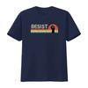 Retro Resist T Shirt Vintage Sunset Design With Fist Symbol Trendy Streetwear For Protest And Style Vintage Stretched