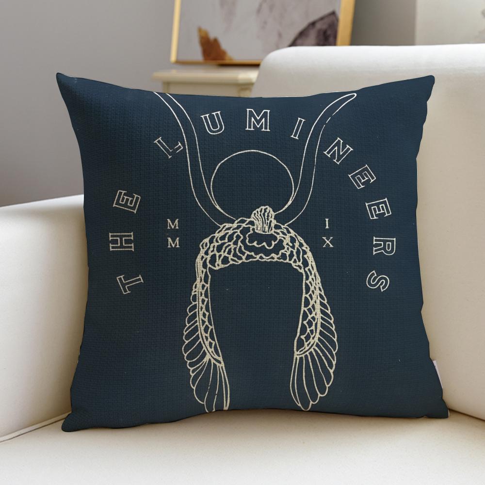 Folk TThe LumineersS Cushion Cover Breathable and skinfriendly linen pillowcase square removable and washable cushion
