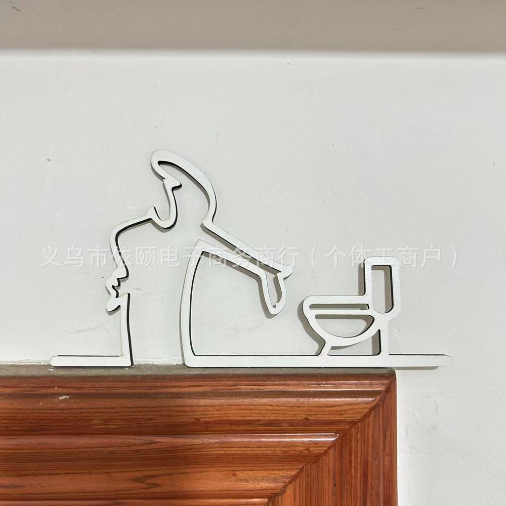 1 шт. 2D Плоский Высококачественный 2D Плоский Металлический Самоклеящийся Знак WC Черная Рамка Современный Домашний Декор Для Ванной Легко Устанавливается Настенное Искусство