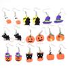 Cartoon Pumpkin Cat Hat Pendant Earring Fashion Dangle Earrings Halloween Cartoon Resin Drop Earring Party Jewelry