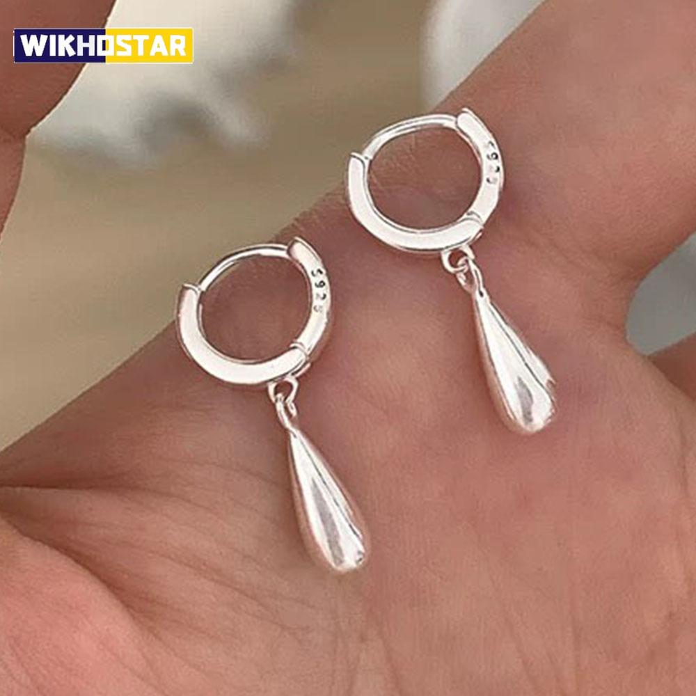 Серьги из стерлингового серебра 925 пробы для женщин Модные простые серьги в форме капли Ювелирные изделия Гипоаллергенные Аксессуары для вечеринок Рождества
