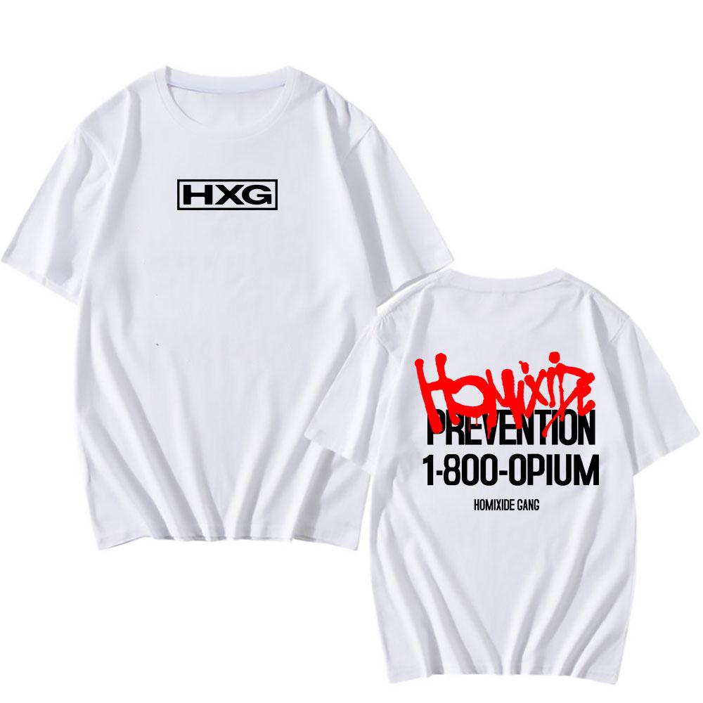 Футболки Rock Band HXG Homixide Gang Футболки Летняя Хлопковая Футболка с Коротким Рукавом Мужская Женская Одежда Графическая Футболка Принт в Стиле Гранж Топ