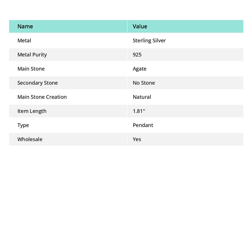 Ocean Fume Agate Handmade 925 Sterling Silver Gift Pendant 1.81" Z9v13