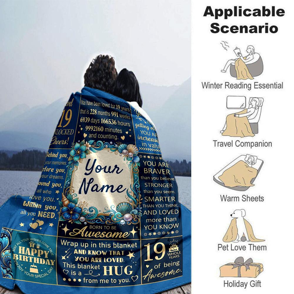 19Th Birthday Celebration Blanket Customize Your Name Warmthful Decor Perfect For Sofa Couch Office Bed Picnics For All Occasions Stylish Decor