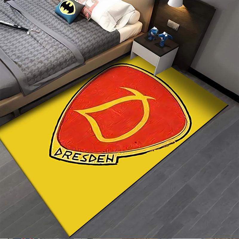 Red Shield with Dresden Logo suitable as a non-slip mat for the living room or bedroom sofa