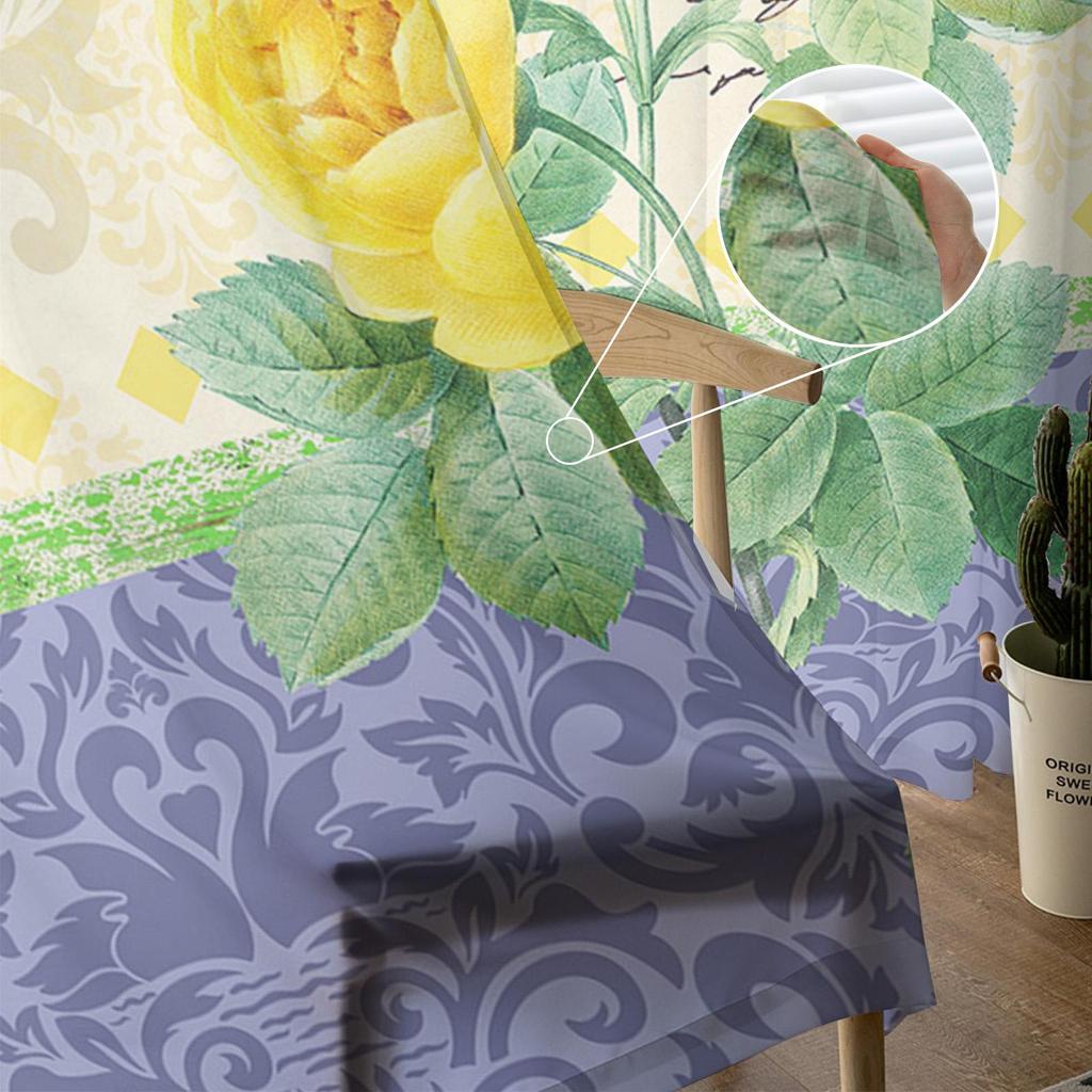 Antique Plant Flower Butterfly Chiffon Sheer Curtains For Living Room Bedroom Decoration Window Tulle Curtains Drapes