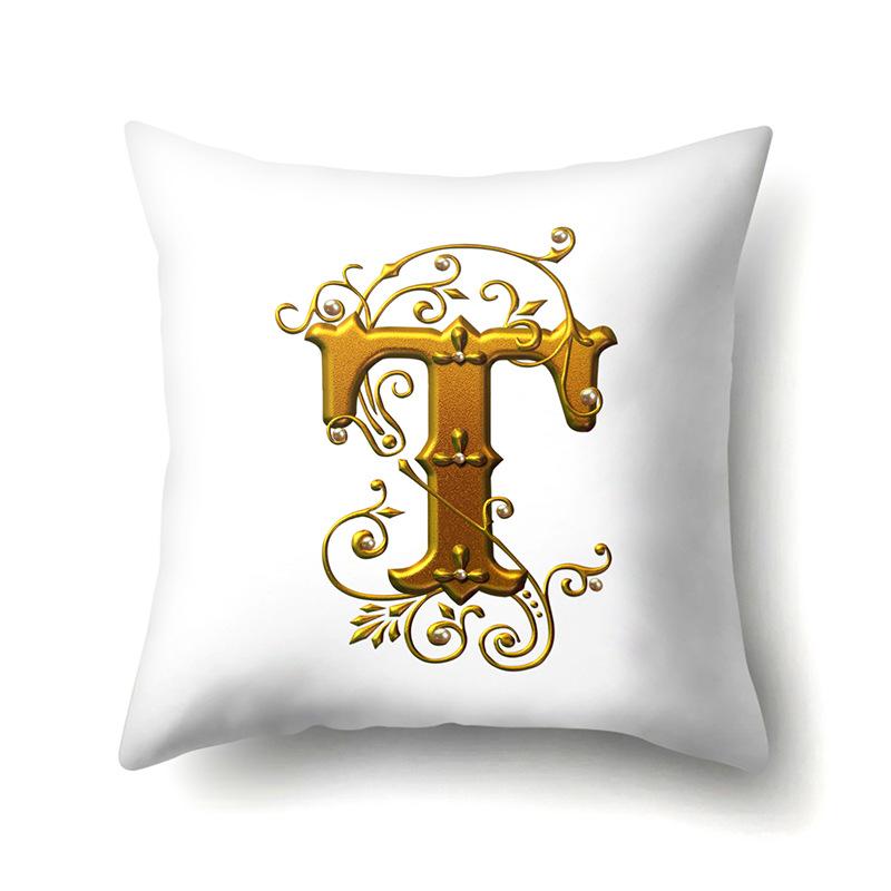 Полиэстеровая наволочка Автомобильное украшение Дом 26 английских букв Принт Автомобильная поясничная подушка Наволочка
