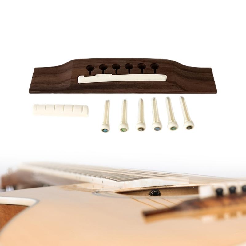 Rosewood Saddles Through Guitar Bridge Acoustic Guitar Wood Rosewood Bridge Pin Saddles Nut Guitar Replacement Part