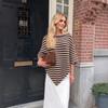 Women S Loose Striped Batwing Sleeve Knit Sweater Casual Autumn