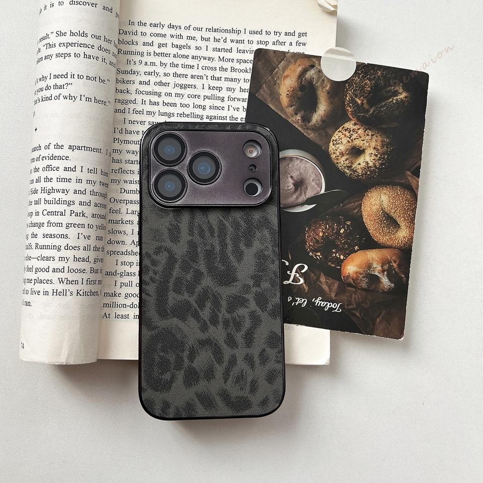 Leopard Learther Case for iPhone 17 Air 16 14 11 13 12 15 Pro Max 15 16 14 Plus Metal Plating Protector Hard Cover