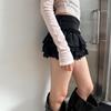 Сладкая девичья короткая юбка с рюшами и пэчворком - Вязаный дизайн с заниженной талией