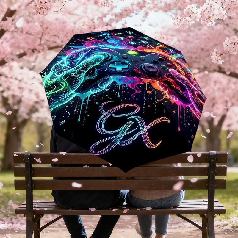 1PC Gamepad Gaming Umbrella-8-Rib Reinforced Portable Folding Travel Suitable for All Seasons Outdoor Daily Use -J0385