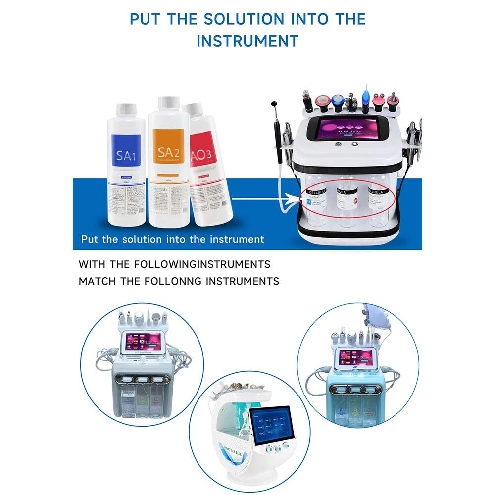Раствор для гидропилинга 3 бутылки - Сыворотка для лица для гидродермабразии, аппарата с маленькими пузырьками и глубокой очистки кожи