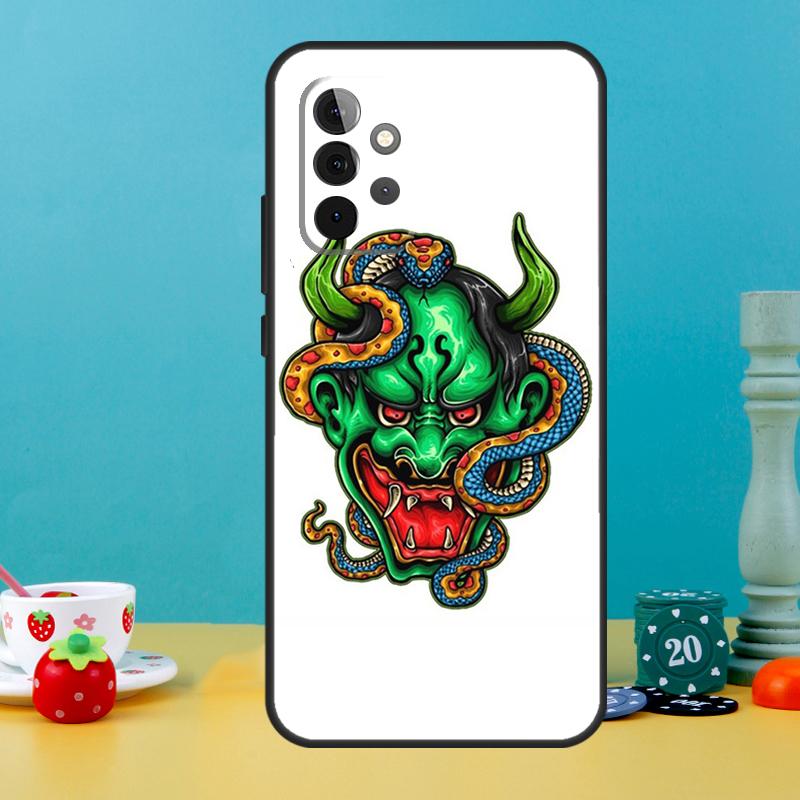 Japanese Hannya Oni Mask Case For Samsung Galaxy A15 A16 A05 A26 A36 A56 A52 A53 A33 A13 A34 A54 A14 A35 A55 A22 A32