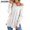 Women's Fashion Casual Solid Color Print Fall Winter Long Sleeve Pullovers V-Neck Sweaters
