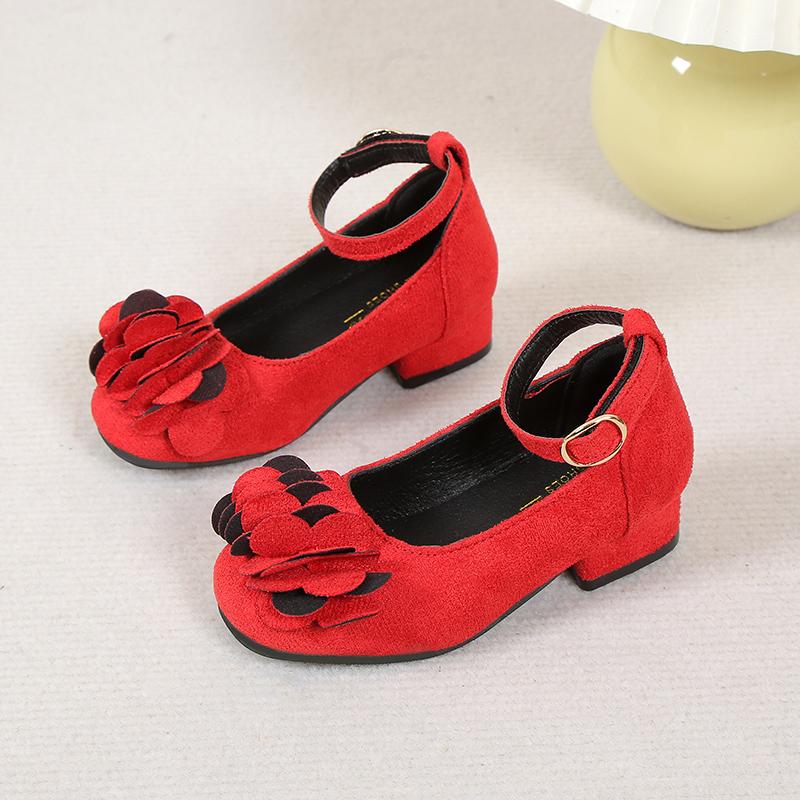 Детские кожаные туфли на высоком каблуке для девочек на вечеринку, свадьбу, весну и осень, модные детские туфли принцессы с милым цветком 2024 года, абсолютно новые