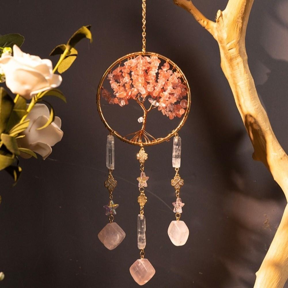 Crystal Stone Dream Catcher Boho Rainbow Dreamcatcher Lucky Crystal Suncatcher  Window Decor