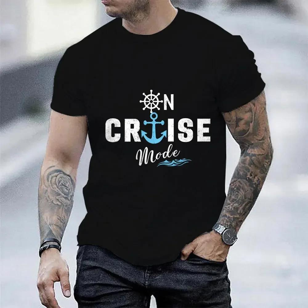 Мужская футболка с принтом Cruise Mode с коротким рукавом, уличная одежда, повседневные топы, летняя одежда для отдыха, мужская футболка, футболки