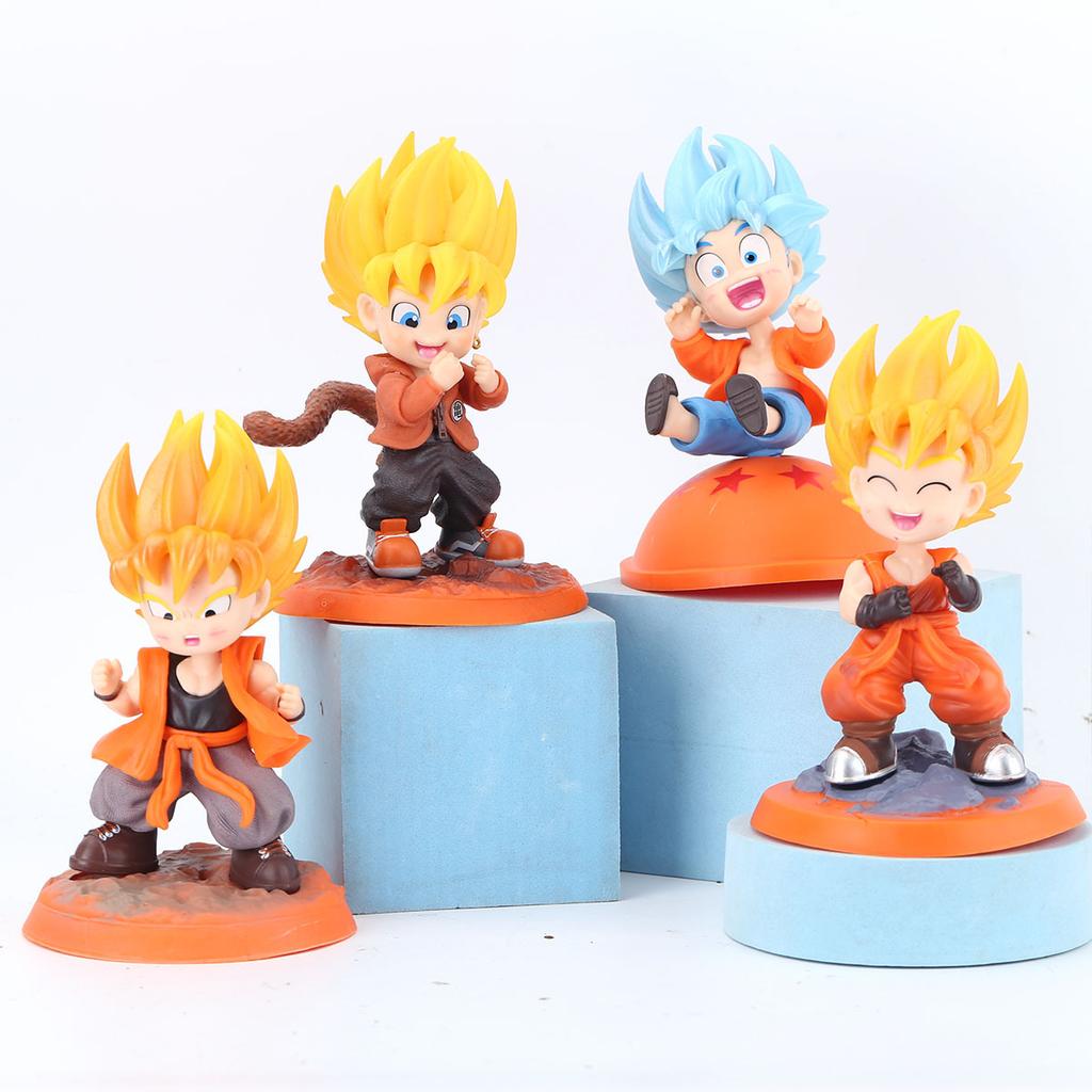 Аниме Персонажи Dragon Ball Гоку Супер Сайян Фигурка ПВХ Q Версия Статуэтка Аниме Манга Коллекция Фигурок Украшения Модель Игрушки