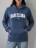 Барселона Испания Печатные Худи Женские Зимние Флисовые Теплые Свитшоты Удобные Повседневные Пуловеры Базовые С Карманом Женская Одежда