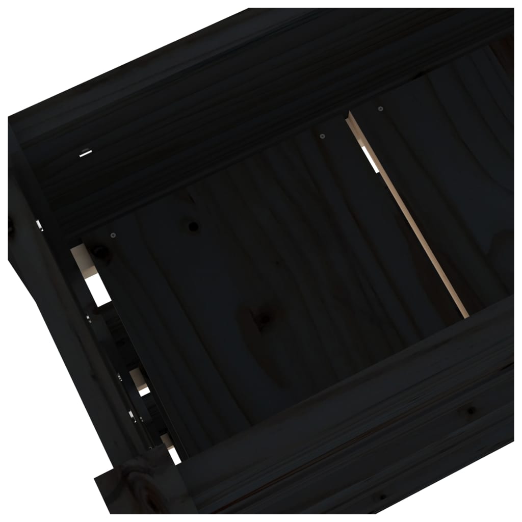 Plant Box Black 112 x 25 x 104.5 cm Solid Pine Wood