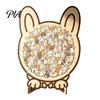 Animal Art Puzzle Wooden Jigsaw Puzzle, Pig Rabbit Theme Difficult Interactive Challenge Game, Kids Adults Toy for Desk Decoration Educational Game