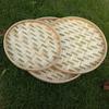 Home Round Shape Handmade Bamboo Weaving Sieve Fruit Tea Basket Storage Organizer