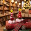Glass Art for Home Decor Handmade Christmas Tree Ornament with Star Top And Colorful Bead Details, Ornaments Desktop Rotating Figurine Holiday