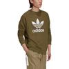 adidas Толстовка с круглым вырезом Adicolor Classics Trefoil Focus оливкового/белого цвета для мужчин в уличном стиле H06652