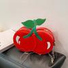 Kawaii Red Fruit Crossbody Bag Large Capacity PU Shoulder Pouch Chain Cherry Shape Bag  Vacation