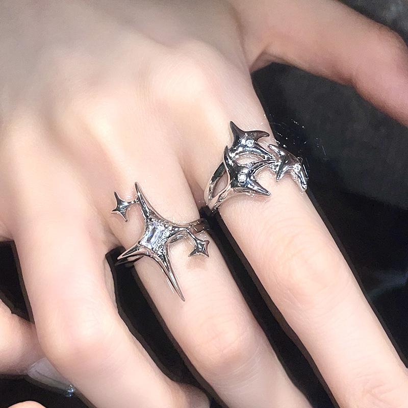 Cold Wind Zircon Star Ring Female Star Niche Design Sense Index Finger Ring Fashion Personalized Jewelry