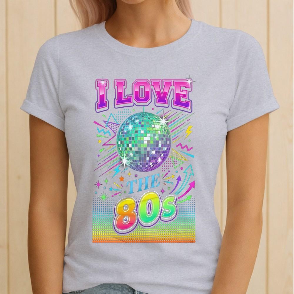 Unisexs I Love The 80s T Shirt Fancy Dress Costume Neon Festival Out