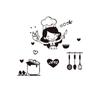 Cartoon Happy Girl Chef Sticker Black Kitchen Decal Easy Clean Loves Cooking Wall Sticker  Kitchen
