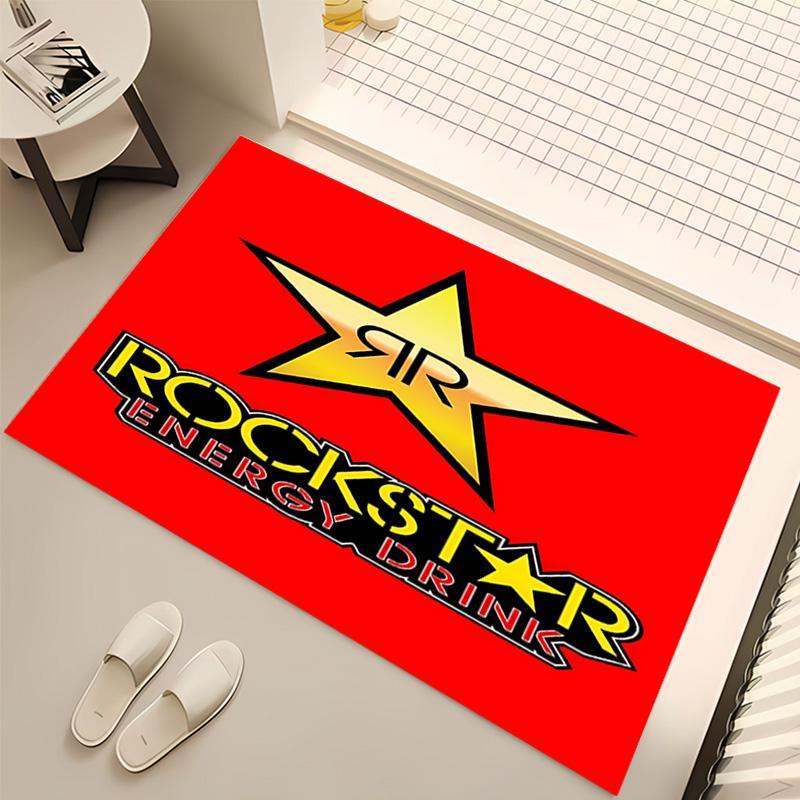1pc Rockstar Energy Print Area Rug - Soft, Washable Non-Slip Indoor Mat, Living Room, Home Office Decorative Rug,Office Decorative