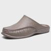 Men's Fashionable Leather Closed-Toe Slippers: Lightweight, Large-Size, Versatile for Home Leisure.