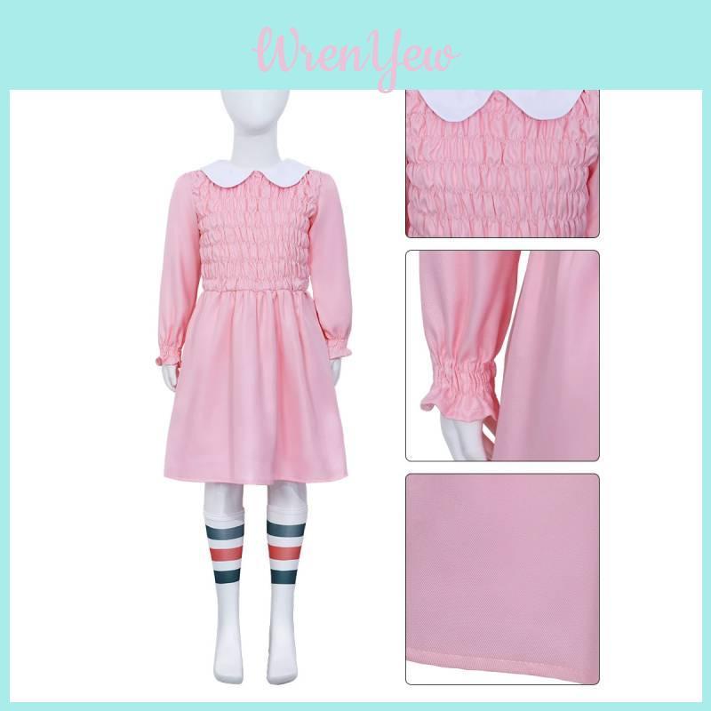 Stranger Things Eleven Costume Pink Outfit With Comfortable Material For Role Play And Events
