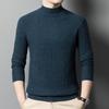 Свитер мужской осенне-зимний шерстяной свитер с полувысоким воротником для делового отдыха, утепленный теплый свитер с иглами, нижний верх