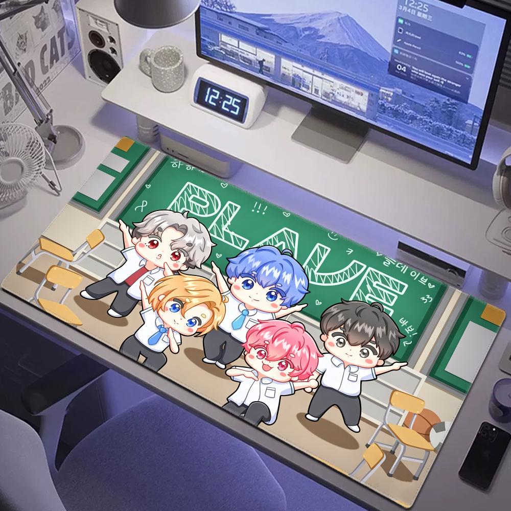 Kpop Pplave Cartoon Mouse Pad Anti Slip Rubber Edge Locked Thickened Laptop Gaming Desk Mat Desk Mat Big Table Pad Hybxaxc