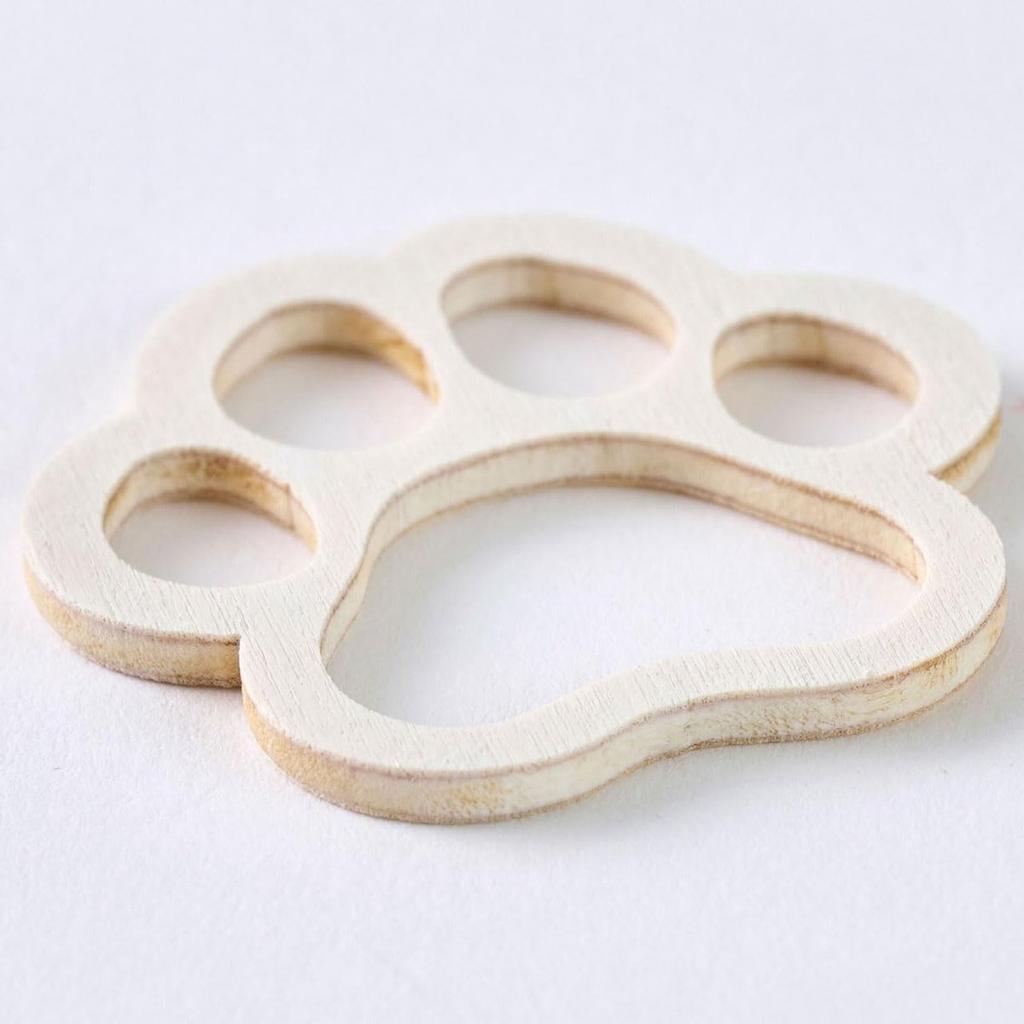 Tokyodo Wooden Paw Print Embellishments Dog Cat White 8-Pack ZE000353-zzz Craft Flower Arrangement Parts