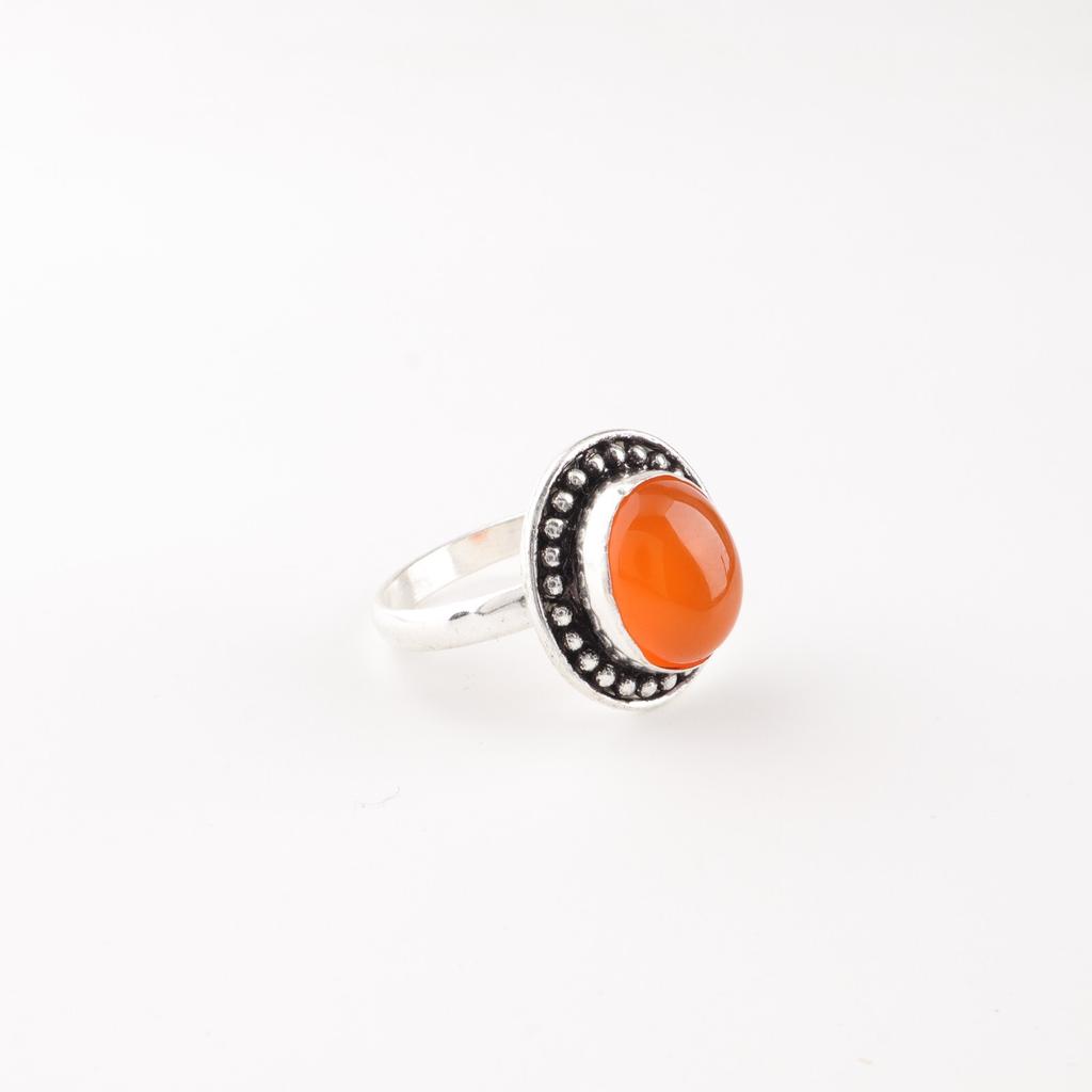 Natural Carnelian Gemstone 925 Stamped Silver Jewelry Handmade Boho Ring For Her RR-62-26