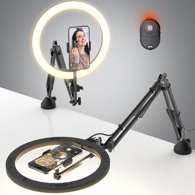 CACENCAN M07 Держатель для кольцевой лампы, свет для фотосъемки, 12 дюймов, подставка для фотосъемки на смартфон, штатив для фотосъемки сверху, подставка для смартфона со светом, свет для