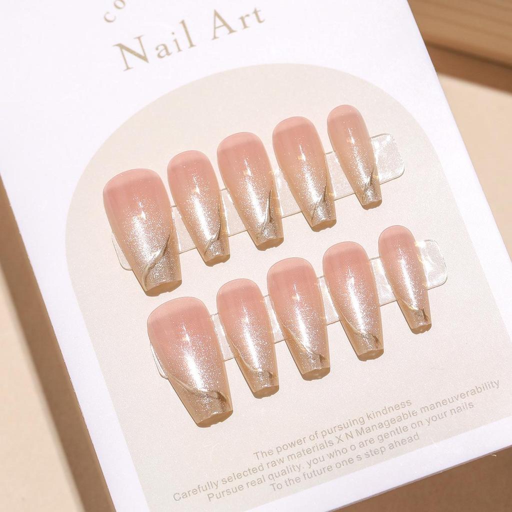 Lychee Bobo Gilded Cat Eye Gradient Nail Tips - 30 Removable Pieces (S/M/Full Size)