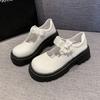 French Mary Jane One-pedal Women's Shoes Popular Temperament Shoes Heightened Jk Shoes Round Head with Mary Jane Small Leather Shoes