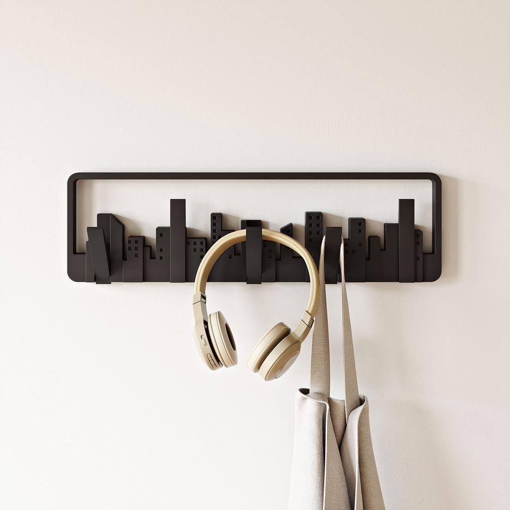 Umbra SKYLINE MULTI HOOK Wall Hook Hanger, Black, 2318190-040