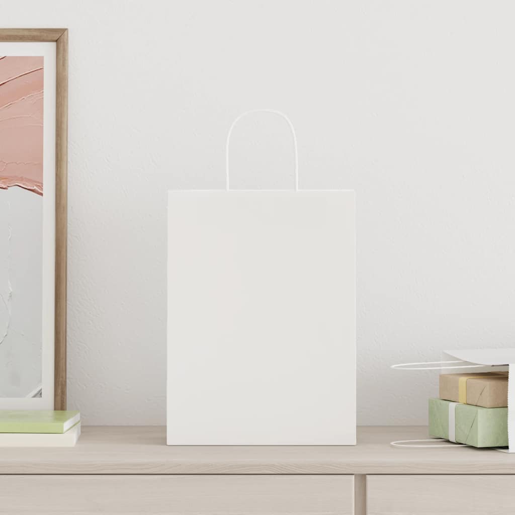 Paper Carrier Bags 50 pcs with Handles White 26x12x35 cm