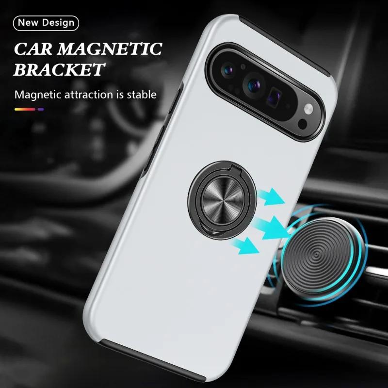 Magnetic Ring Holder Phone Case for Google Pixel 10 9 8 7 Pro XL 9A 8A 7A 6A WIth Kickstand Plastic Hard Shell Shockproof Cover