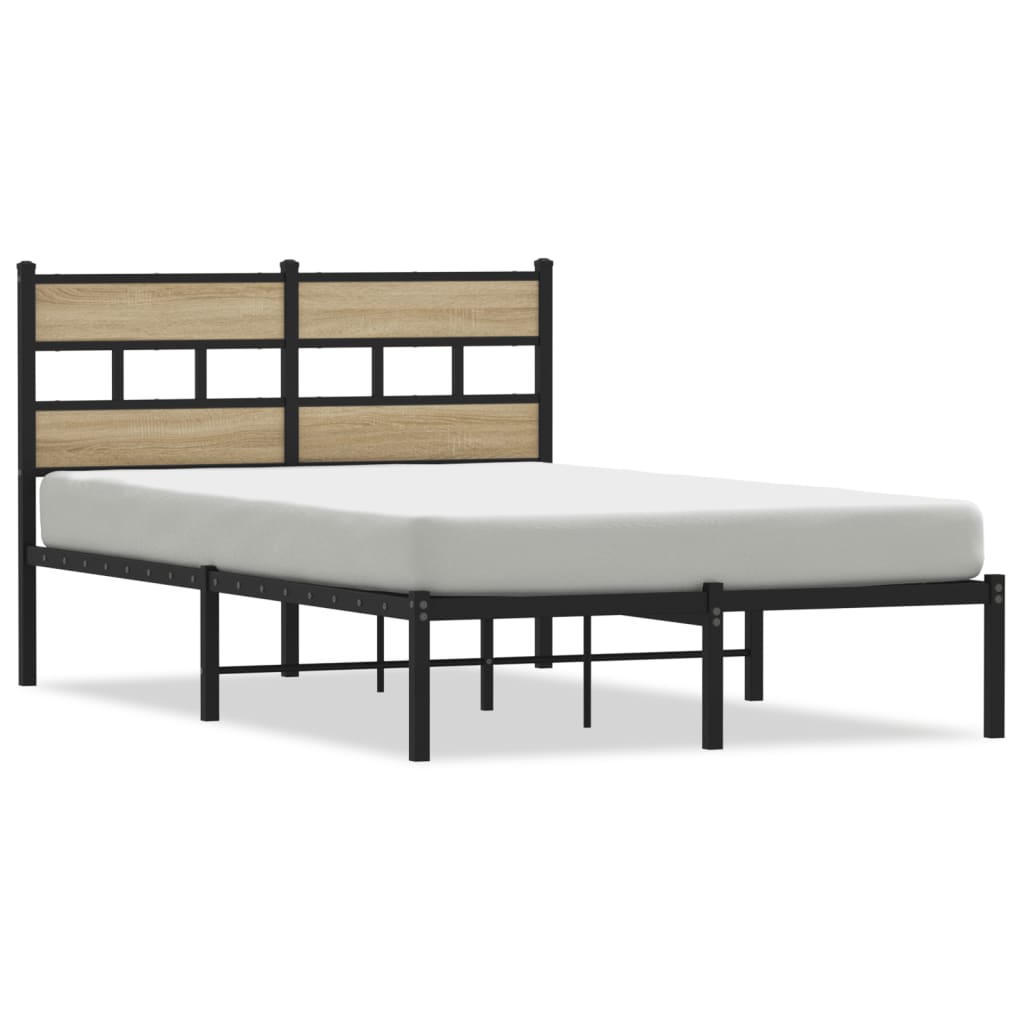 Metal Bed Frame without Mattress Sonoma Oak Finish 120 x 190 cm